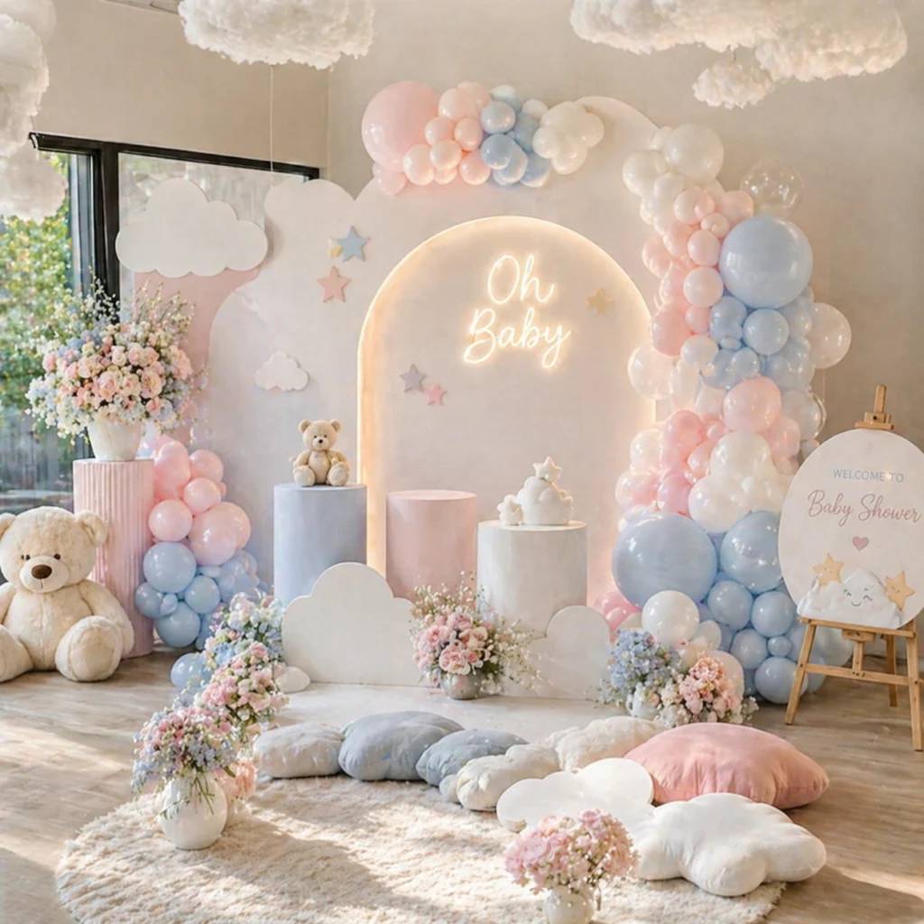 Soft Pastel Cloud Theme Baby Shower