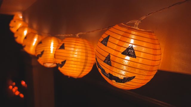 Atmospheric amber lighting styled for a Halloween party in Bristol