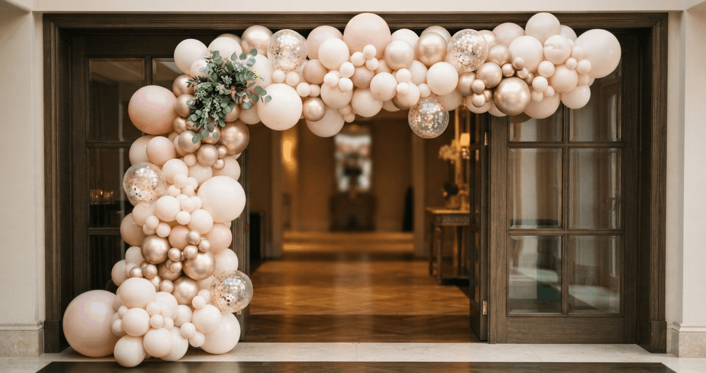 How much do balloon garlands cost in the UK, luxury balloon arch by Ignition Signature Events Bristol