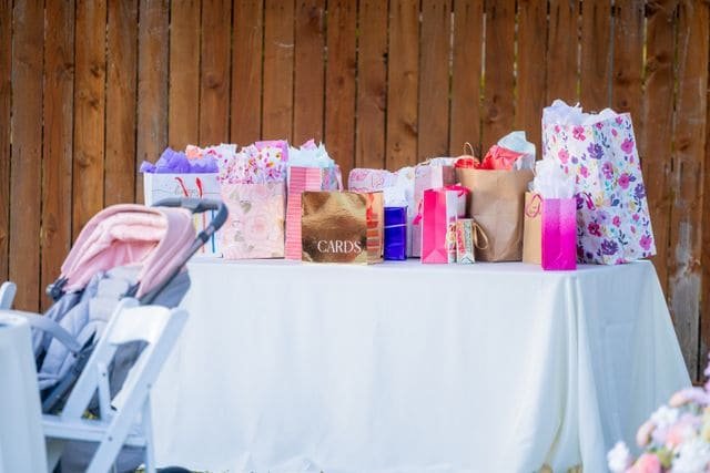 Bridal shower gift table styling in Bristol
