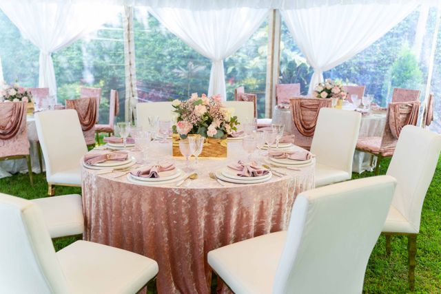 Garden marquee styled for a gender reveal party in Bristol
