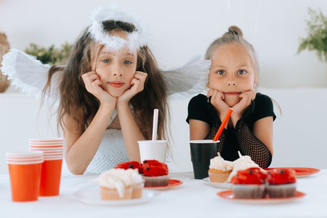 Simple kids Halloween party food table with banana ghosts and popcorn for a Bristol party