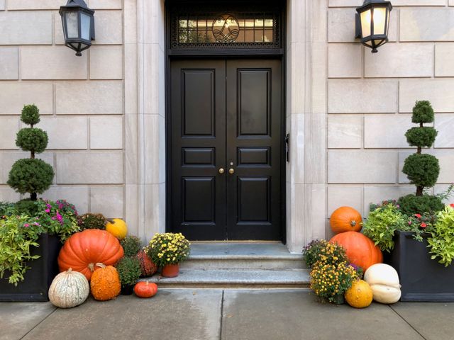 Budget versus luxury outdoor Halloween decoration styling for a Bristol front door